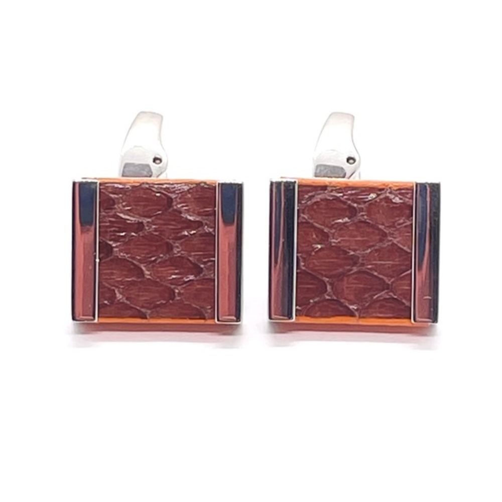 R|T by Robert Tateossian Cufflinks. Python Brown & Orange Stainless Steel - NIB